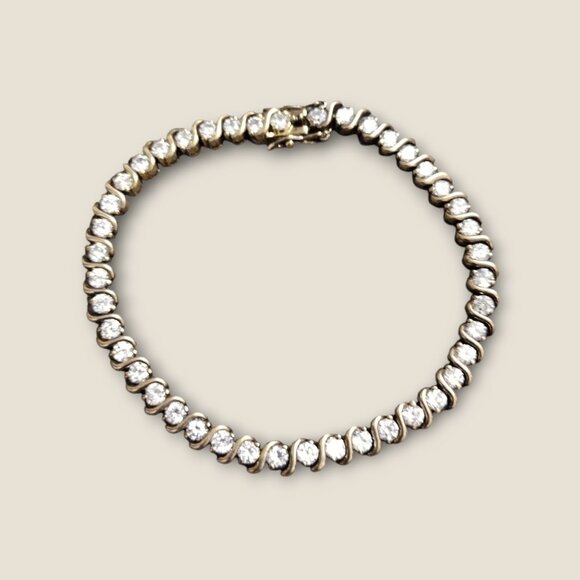 Jewelry - Sterling Cubic Zirconia Swirl Tennis Bracelet